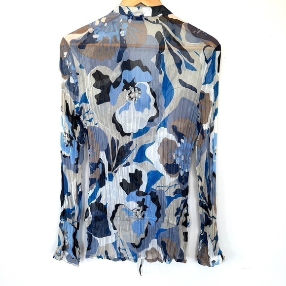 Mexx button down shirt with long sleeves, small mandarin collar, semi-sheer - Picture 9 of 13